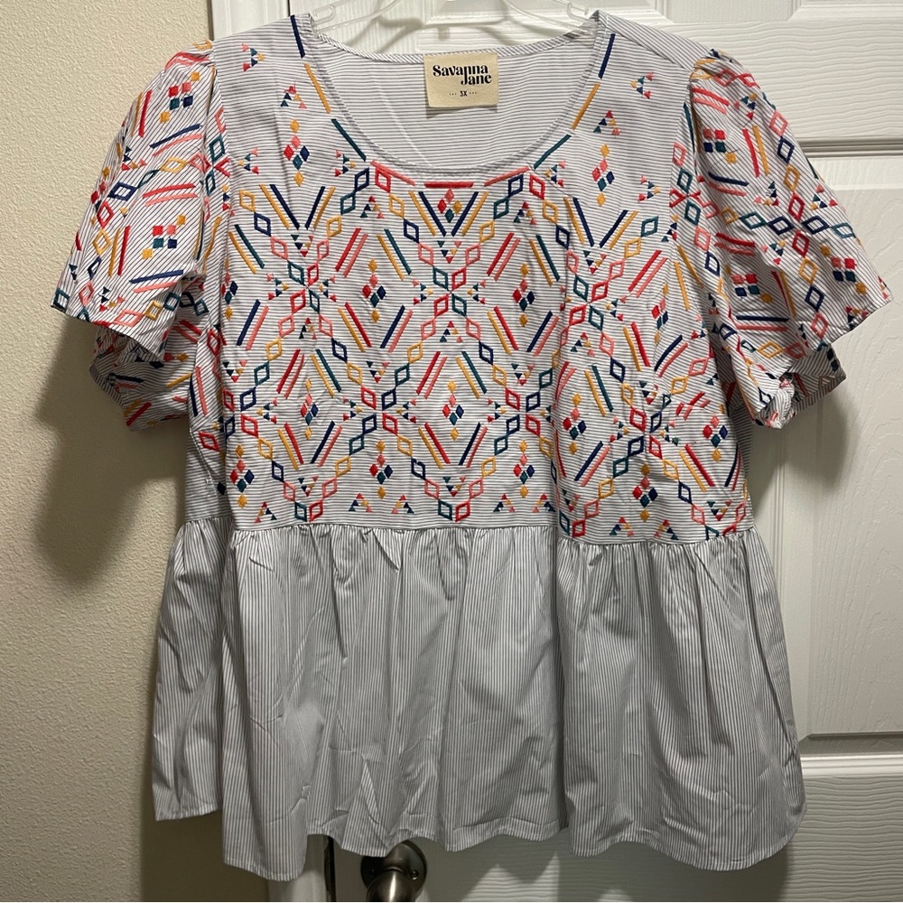 Embroidered Poplin top